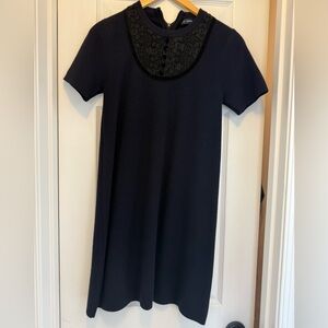 Zara Black Mini Dress with Lace Collar